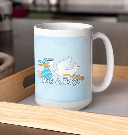 It's a Boy Stork 15 Oz Coffee Mug