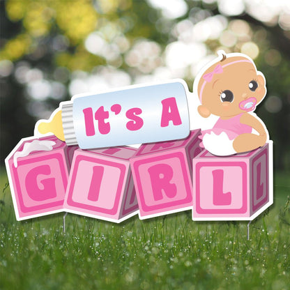 It's a Girl! Die Cut Baby Blocks, Baby Announcement Yard Sign