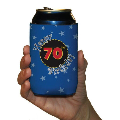 70th Birthday Party Can Cooler Set - 1 Design - Set of 6 - FREE SHIPPING