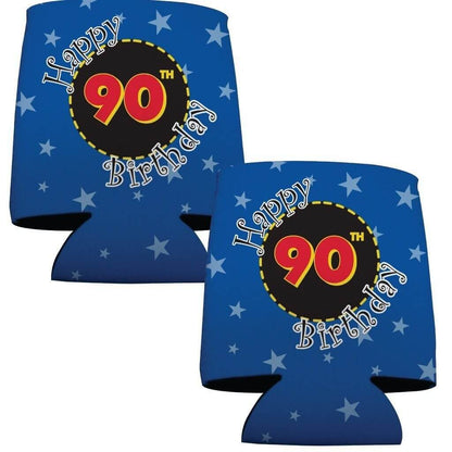 90th Birthday Party Can Cooler Set - 1 Design - Set of 6 - FREE SHIPPING