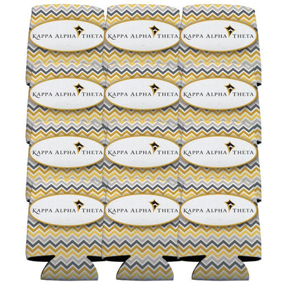 Kappa Alpha Theta Can Cooler Set of 12 - Chevron Stripes FREE SHIPPING