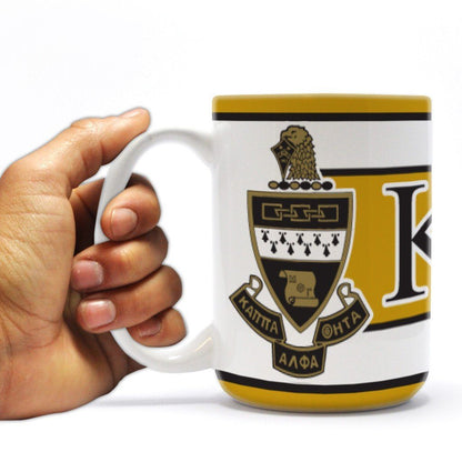 Kappa Alpha Theta 15 ounce Coffee Mug Coat of Arms with Three Yellow