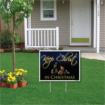 Keep Christ in Christmas Lawn Display (Black Design) Yard Sign Decoration - FREE SHIPPING