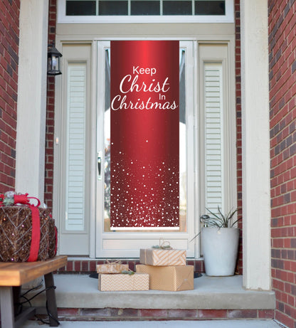 Keep Christ In Christmas Red SnowFall Door Banner