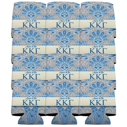 Kappa Kappa Gamma Can Cooler Set of 12 - Vintage Flowers FREE SHIPPING