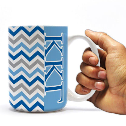 Kappa Kappa Gamma 15 ounce Coffee Mug Chevron Stripes Design