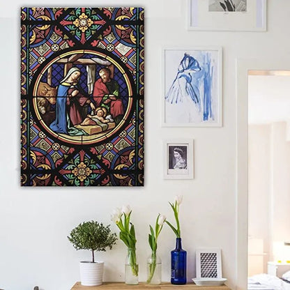 Large Nativity Canvas 'Stained Glass' | 24" x 36"