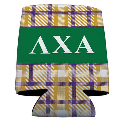 Lambda Chi Alpha Can Cooler Set of 12 - Plaid - FREE SHIPPING