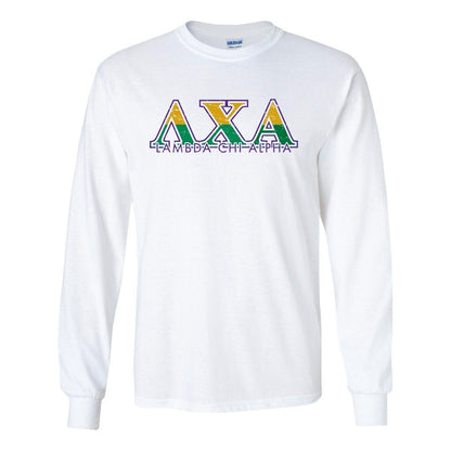 Lambda Chi Alpha Long Sleeve T-shirt Distressed Greek Letters - FREE SHIPPING