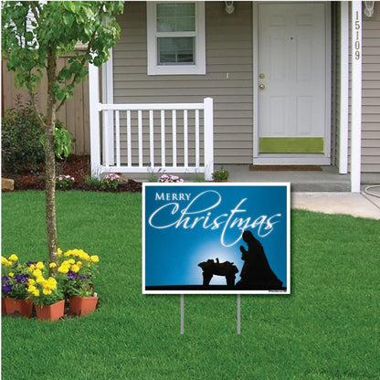 Merry Christmas Jesus in Manger Lawn Sign Display - FREE SHIPPING