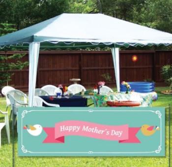 Happy Mother's Day 2'x6' Vinyl Banner-Teal Background