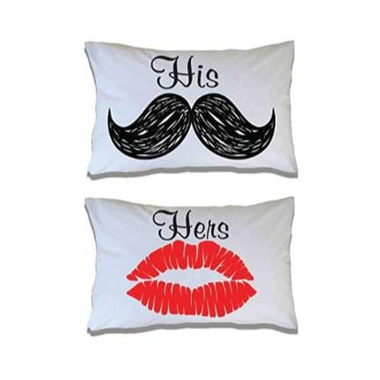 Moustache Lips Pillow Case Set - His Hers Pillow Cases