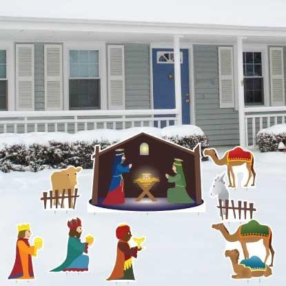 Nativity Scene 8 Piece Yard Card Set - FREE SHIPPING