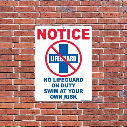 No Lifeguard on Duty Sign or Sticker - #8