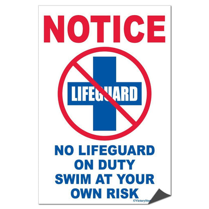 No Lifeguard on Duty Sign or Sticker - #8