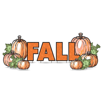 Orange Fall Yard Letters & Pumpkins Yard Card - 14pc Set