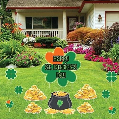 St. Patrick's Day - Yard Decoration - Shamrocks and Gold - FREE SHIPPING