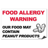 Peanut Products Food Allergy Sign Sticker 