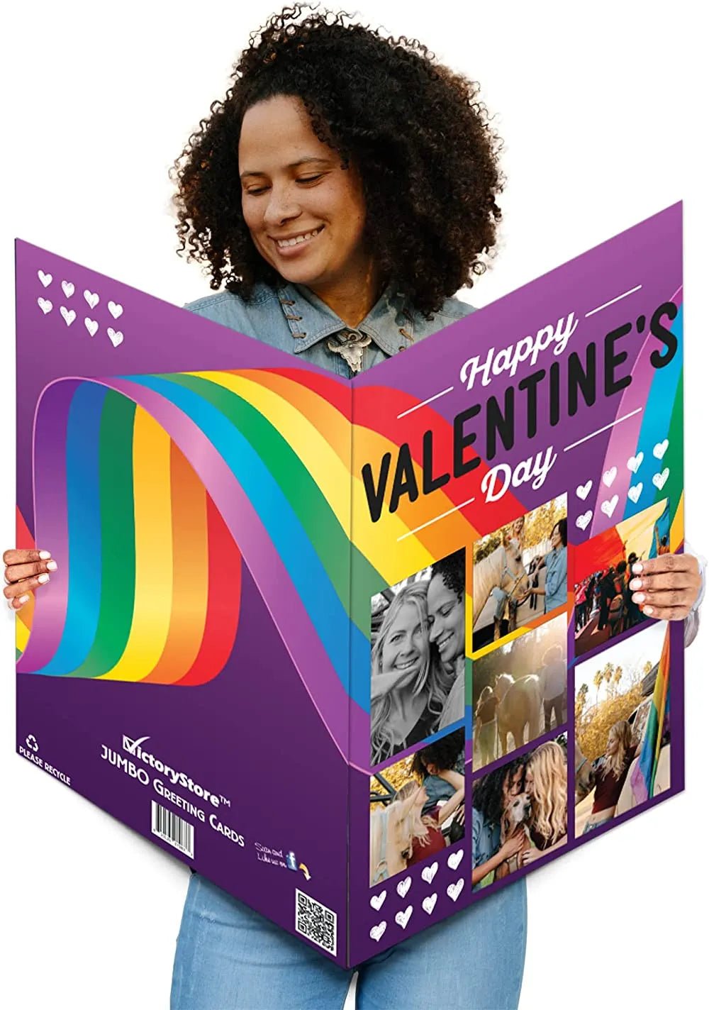 Personalized Jumbo 3 Foot Rainbow Valentine's Day Card