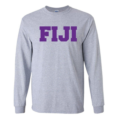 Phi Gamma Delta Long Sleeve T-shirt "FIJI" Block Letter - FREE SHIPPING