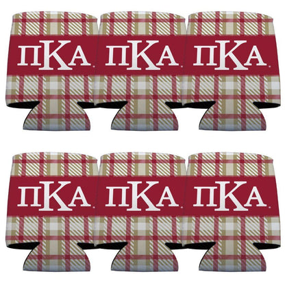 Pi Kappa Alpha Can Cooler Set of 12 - Plaid FREE SHIPPING