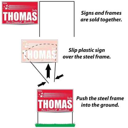 16"X24" Union Label Polybag Yard Signs With Wire U Frame