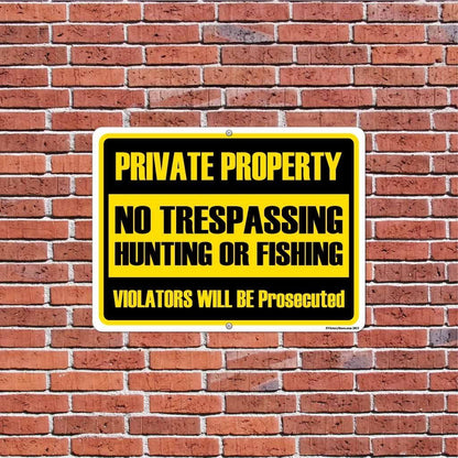 Private Property No Trespassing Hunting or Fishing Sign or Sticker -