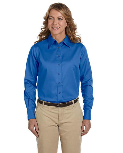 QCR Ladies' Twill Blend Button Down Shirt with Stain-Release