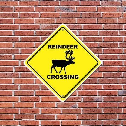 Reindeer Crossing Sign or Sticker