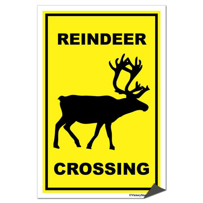 Reindeer Crossing Sign or Sticker