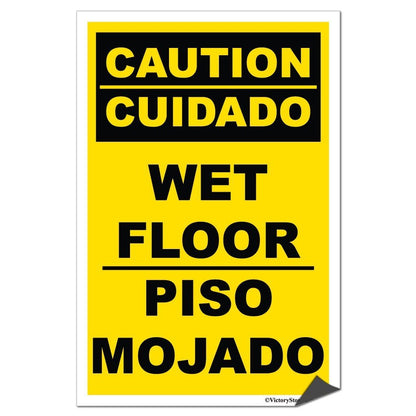 Spanish/English Caution Wet Floor Sign or Sticker - #17