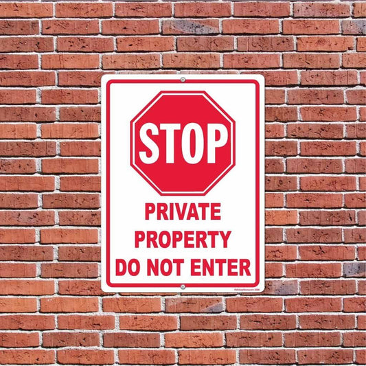 Stop: Private Property Sign or Sticker - #1