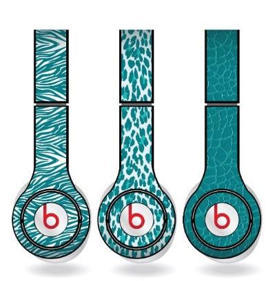 Teal Animal Print Skins for Beats Solo HD Headphones Set of 3 - FREE SHIPPING