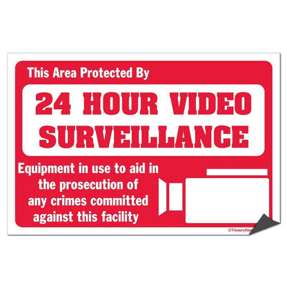 This Area is Protected By 24 Hour Video Surveillance Sign or Sticker