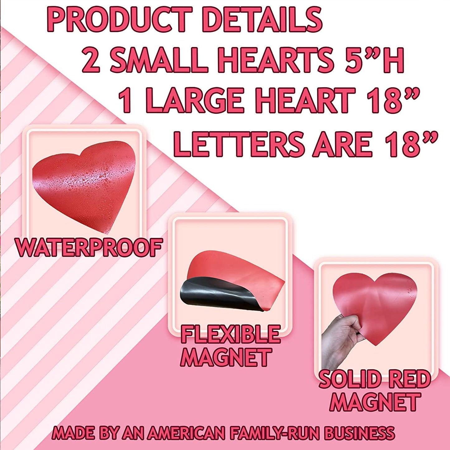 Glitter Heart Magnets, Large Valentine's Day Magnet – Sticks and Steel