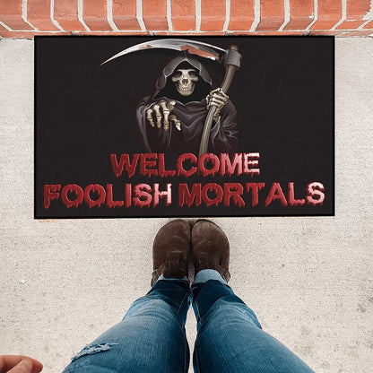 Welcome Foolish Mortals, Halloween Doormat, 24" x36"