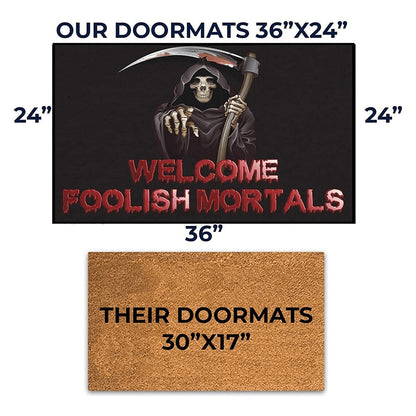 Welcome Foolish Mortals, Halloween Doormat, 24" x36"