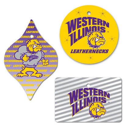 Western Illinois University Ornament Set of 3 Shapes - FREE SHIPPING