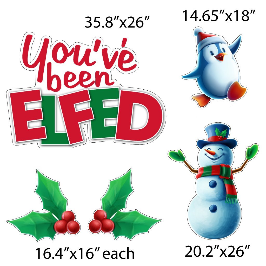 You've Been Elfed Christmas Yard Card Set - UV High hotsell resolution Coroplast printing. HALF SHEET