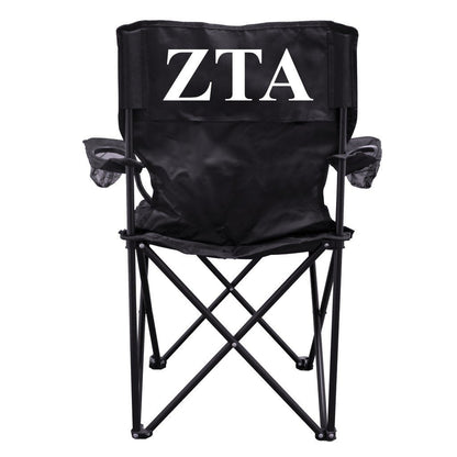 Zeta Tau Alpha Black Folding Camping Chair with Carry Bag