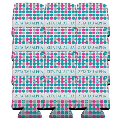 Zeta Tau Alpha Can Cooler Set of 12 - Polka Dot - FREE SHIPPING