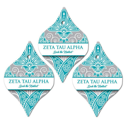 Zeta Tau Alpha Ornament - Set of 3 Tapered Shapes - FREE SHIPPING